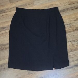 EVAN-PICONE Black Fitted Waist Front Slit Pencil Skirt - Plus Size 16